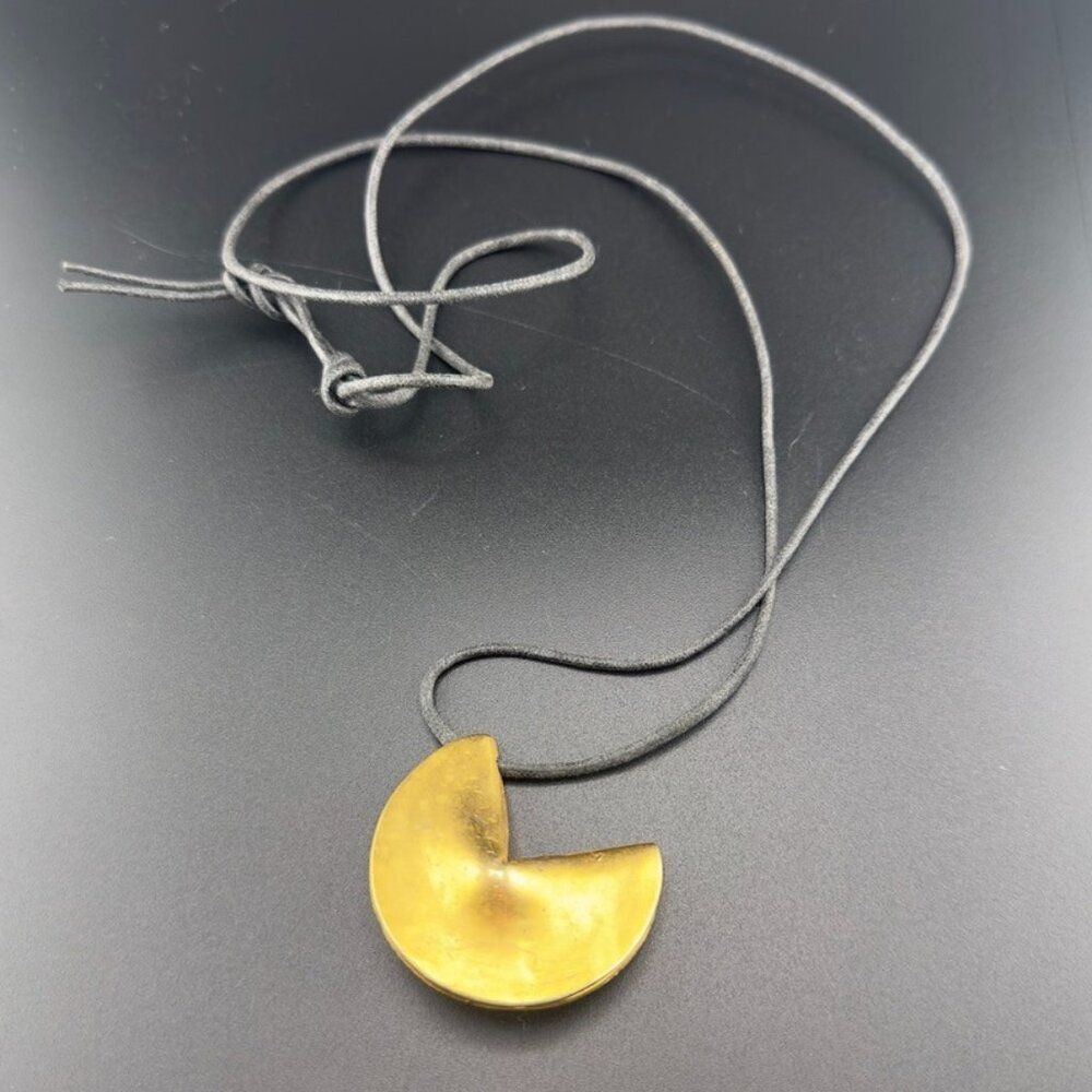 Metal Fortune Cookie gold tone Pendant Necklace